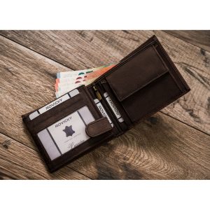 Duży, brązowy portfel męski ze skóry naturalnej wyposażony w system RFID - Always Wild