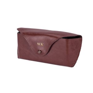 Personalizowane skórzane etui na okulary Solier SA37 maroon