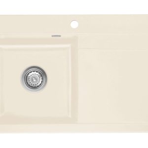Systemceram Stema 80 Magnolia, zlewozmywak ceramiczny, korek manualny