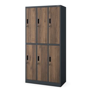 Szafa socjalna 6-drzwiowa IGOR, 900 x 1850 x 450 mm, Eco Design: antracytowa/ orzech