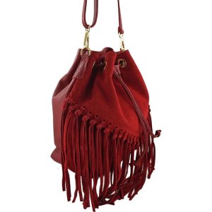 Torebka skórzana boho style - Czerwona