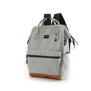 Szary, pojemny plecak damski z portem USB zawieszony na regulowanych szelkach - Himawari