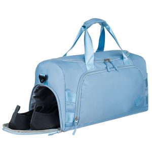 Weekendowa torba podróżna w błękitnym kolorze z uchwytem na walizkę - Peterson