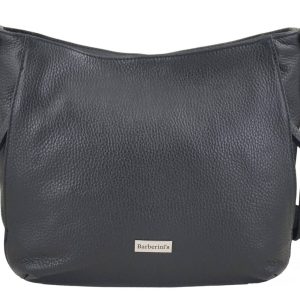 Praktyczna torebka skórzana z kieszeniami - Czarna