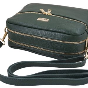 Pojemna torebka skórzana dwukomorowa - Zielona ciemna