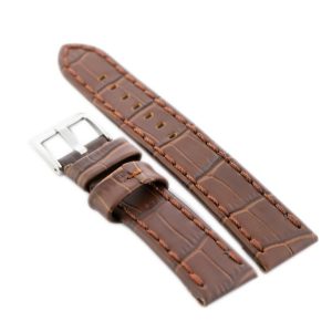 Pasek skórzany do zegarka W49 - ciemny brąz - 24mm
