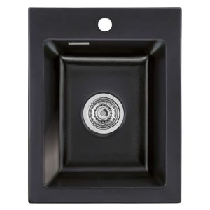 Systemceram Mera 39 Nero, zlewozmywak ceramiczny , korek manualny