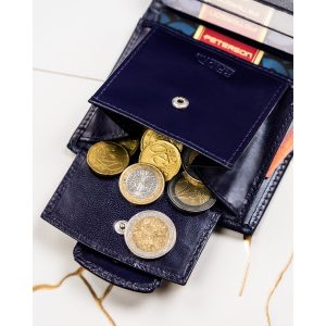 Skórzany, fioletowy portfel damski z systemem RFID, zamykany zatrzaskiem - Peterson