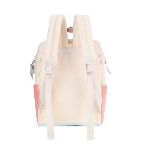 Różowo-beżowy, pojemny plecak z wodoodpornego poliestru z kieszenią na laptopa - Himawari