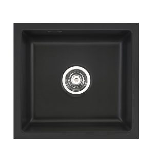 Systemceram Mera 42 U Nigra, zlewozmywak ceramiczny, korek manualny