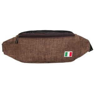 Miejska saszetka w brązowym kolorze zawieszona na regulowanym pasku