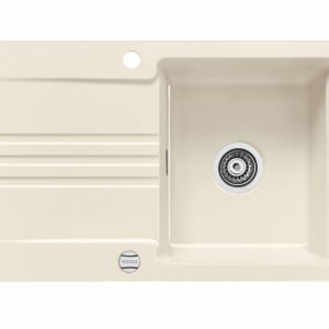Systemceram Kara 85 Magnolia, zlewozmywak ceramiczny, korek manualny