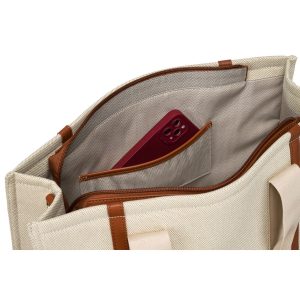 Modna shopperka damska w brązowo-beżowym kolorze z regulowanym paskiem w zestawie - Peterson