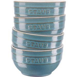 STAUB SERVING Zestaw 4 misek okrągłych 12 cm, antyczny turkusowy