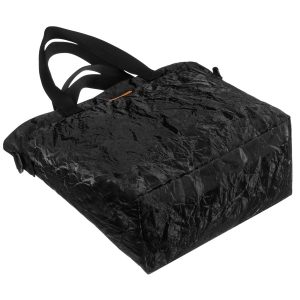 Duża torba damska w czarnym kolorze z marmurkowym wzorem, zapinana suwakiem - Rovicky