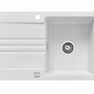 Systemceram Kara 85 Satin, zlewozmywak ceramiczny, korek manualny
