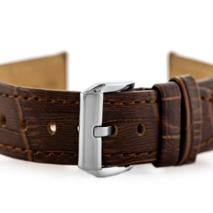 Pasek skórzany do zegarka W06 - ciemny brąz - 24mm
