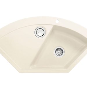 Systemceram Mera ECK Jasmin, Zlewozmywak ceramiczny narożny, korek manualny,