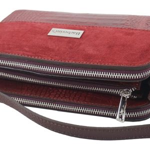 Stylowa torebka crossbody trzykomorowa - Bordowa