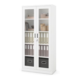 Szafa przeszklona medyczna, witryna lekarska AMELIA, 900 x 1850 x 400 mm, biała