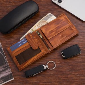 Portfel skórzany męski poziomy klasyczny brązowy RFiD Beltimore D34