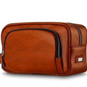 Elegancka skórzana kosmetyczka SK04 Solier brązowa vintage