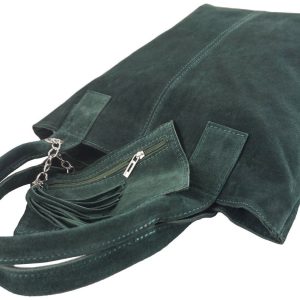 Shopper bag - torebka damska zamszowa - Beżowa ciemna