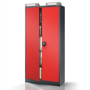 Biurowa szafa metalowa na akta JAN, 900 x 1850 x 400 mm, antracytowo-czerwona
