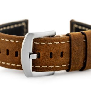 Pasek skórzany do zegarka W29 - ciemny brąz 20mm
