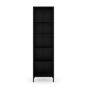 Czarny regał na książki metalowy MARIO Modern 500 x 1800 x 350 mm