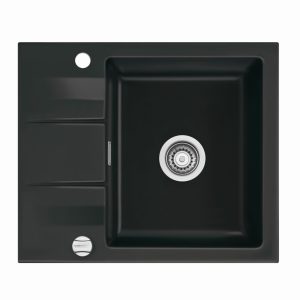 Systemceram Genea 60 Nigra, zlewozmywak ceramiczny, korek manualny