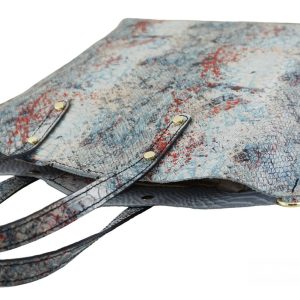 Torebka shopper z kolorowym nadrukiem - Biała