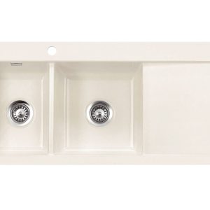Systemceram Mera Double Magnolia, Zlewozmywak ceramiczny, korek manualny,