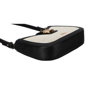 Beżowa listonoszka damska ze skóry naturalnej i płótna canvas Peterson