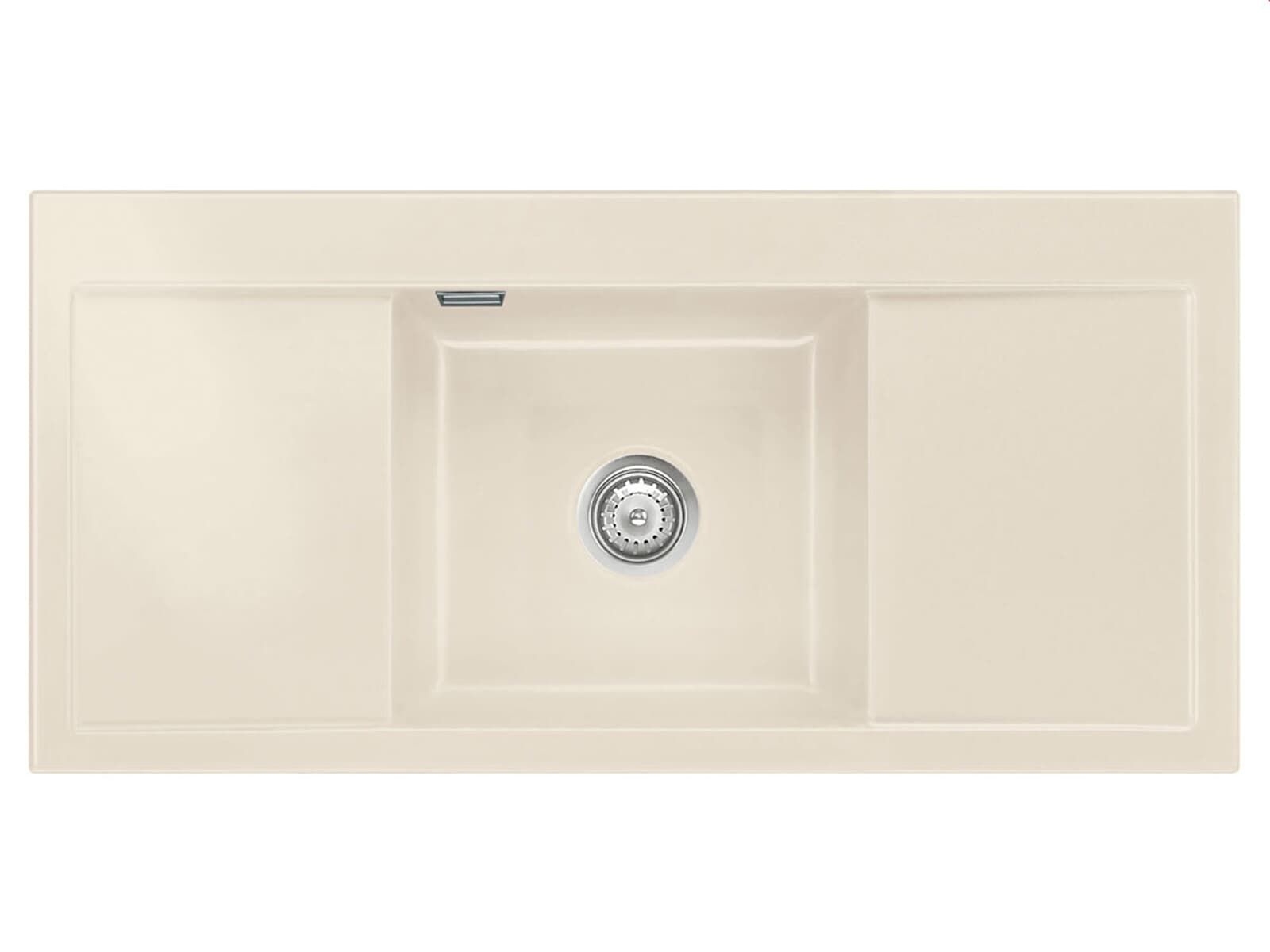 Systemceram Mera Middle Magnolia, zlew ceramiczny, korek manualny