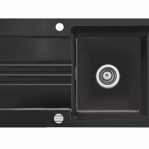 Systemceram Kara 85 Nero, zlewozmywak ceramiczny, korek manualny