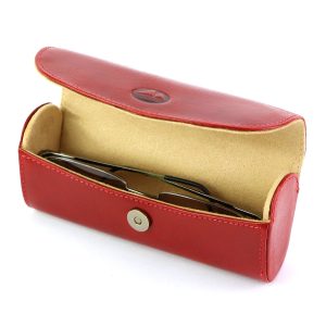 Damskie skórzane etui na okulary Zamykane na magnes EL FORREST