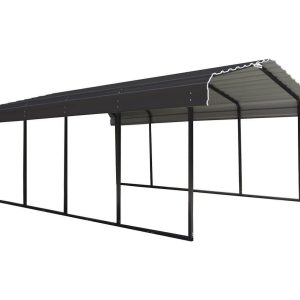 ShelterLogic Stalowy garaż z wiatą Rzym Szary 600x370x260cm