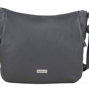 Praktyczna torebka skórzana z kieszeniami - Szara ciemna