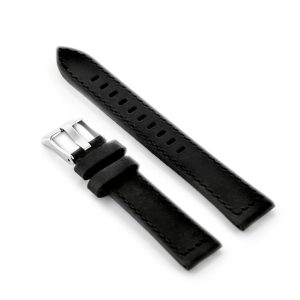 Pasek skórzany do zegarka W25 - czarny - 24mm