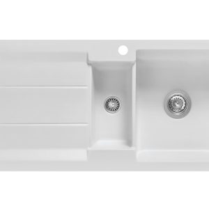 Systemceram Genea 100 Satin, Zlewozmywak ceramiczny, korek manualny