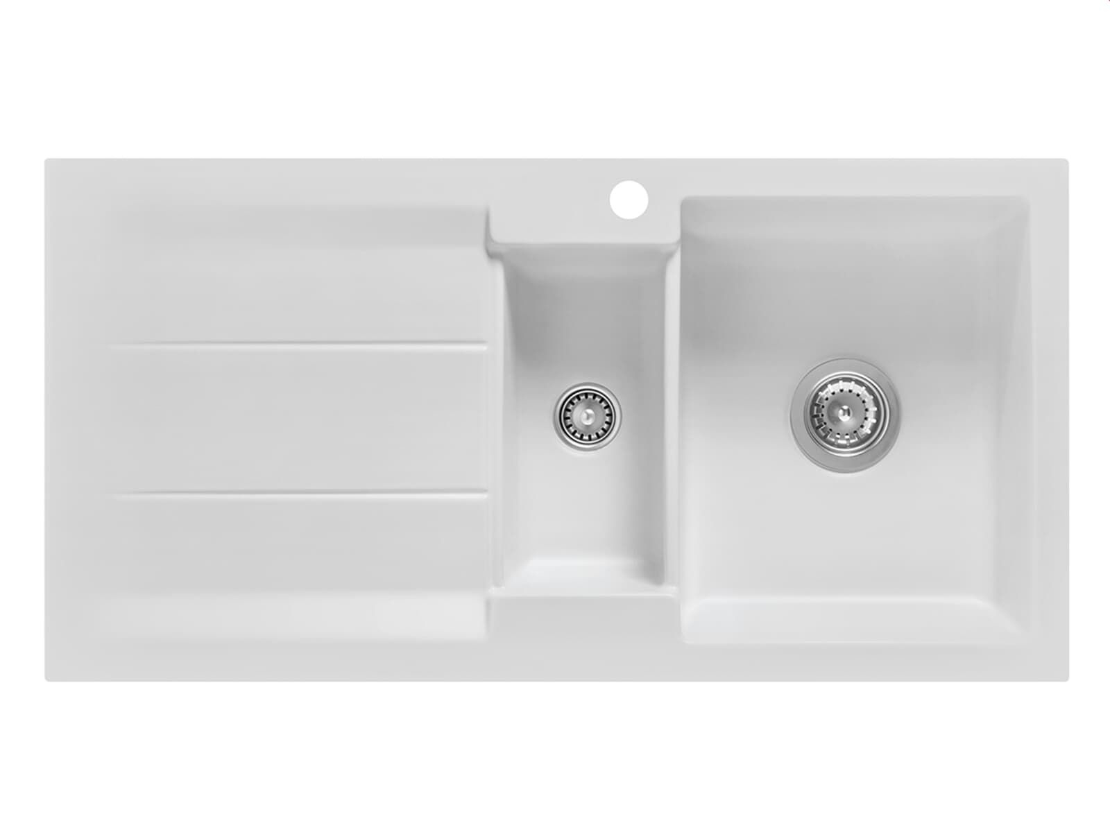 Systemceram Genea 100 Satin, Zlewozmywak ceramiczny, korek manualny