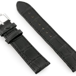 Pasek skórzany do zegarka W41 - czarny - 22mm