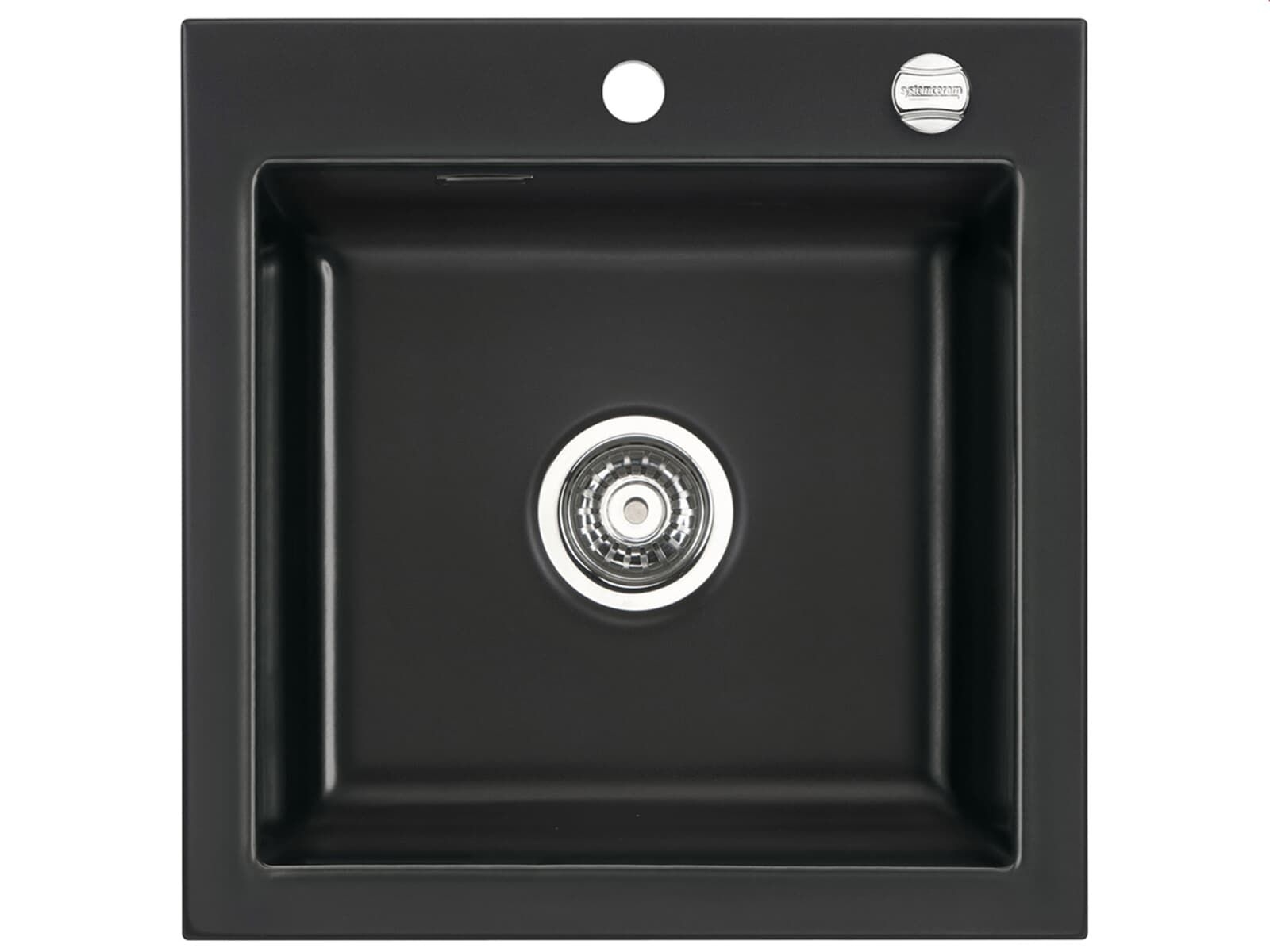 Systemceram Mera 51 Zlew ceramiczny Nero, korek automatyczny