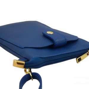 Torebka skórzana / etui na telefon - Chabrowe