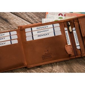 Portfel męski ze skóry naturalnej w brązowym kolorze, model bez zapięcia zewnętrznego - Always Wild