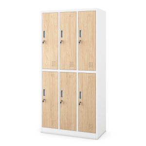 Szafa socjalna 6-drzwiowa IGOR, 900 x 1850 x 450 mm, Eco Design: biała/ dąb sonoma