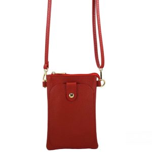 Torebka skórzana / etui na telefon - Czerwone jasne