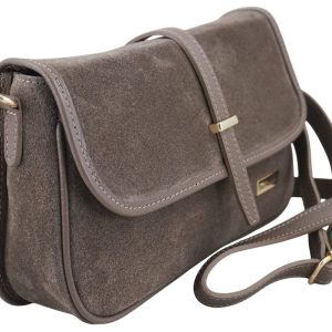 Zamszowa torebka damska Barberini's - Beżowa ciemna