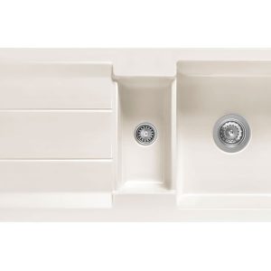 Systemceram Genea 100 Magnolia, Zlewozmywak ceramiczny, korek manualny